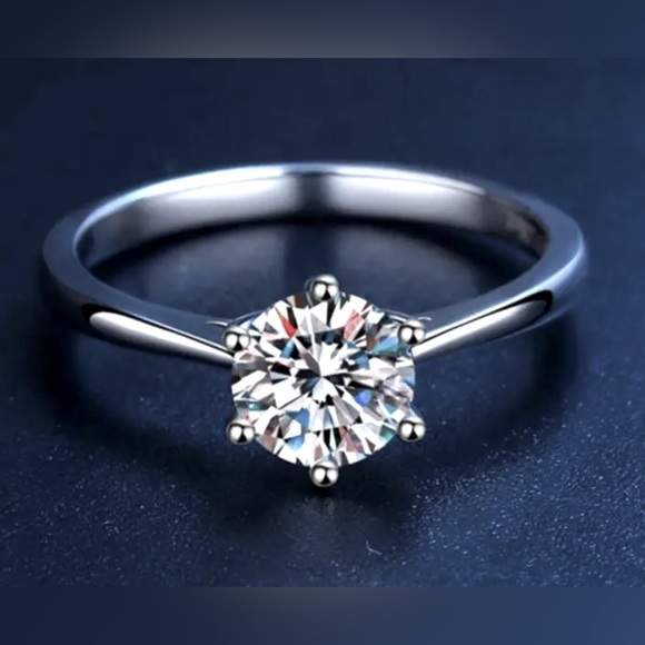 Certified 2.0 ct. t.w. Moissanite Diamond Solitaire 925 Sterling Silver Size 7